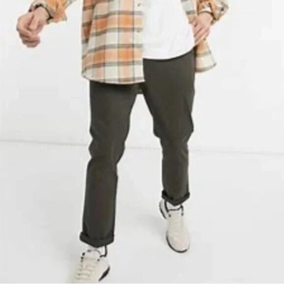 ASOS DESIGN Men's Tapered Chinos in Dark Khaki - W33 x L30 - Picture 1 of 7